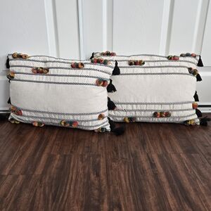 Pair of Pom Pom and Tassel Throw Pillows